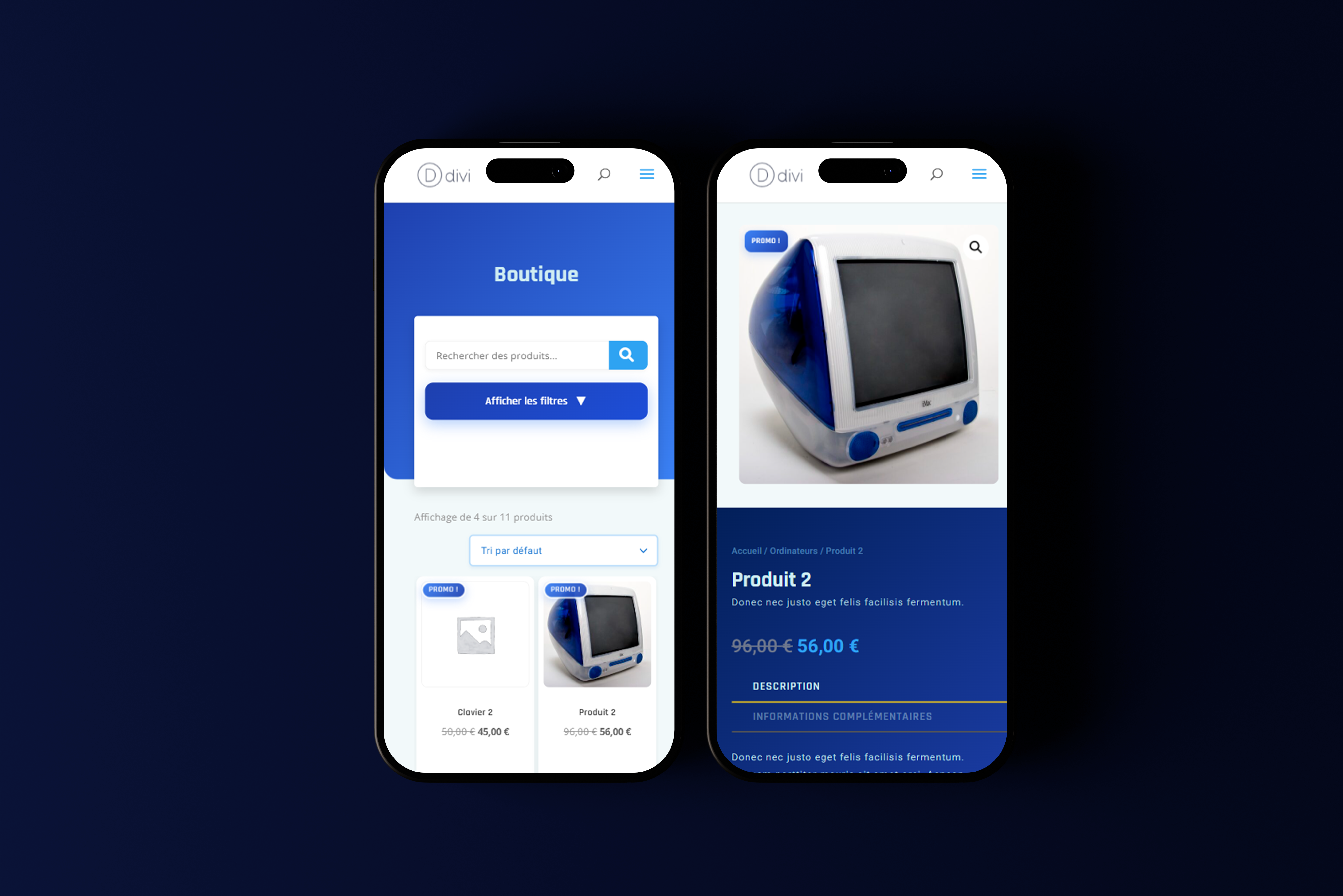 Grille produits adaptable avec système de filtres personnalisés sur le catalogue